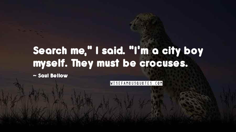 Saul Bellow Quotes: Search me," I said. "I'm a city boy myself. They must be crocuses.