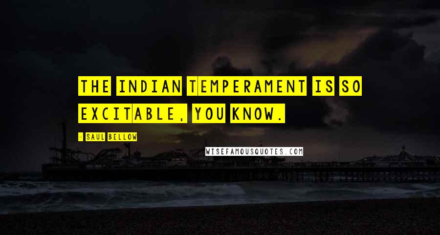 Saul Bellow Quotes: The Indian temperament is so excitable, you know.