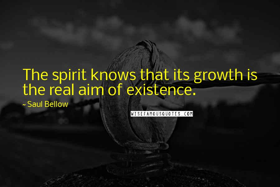 Saul Bellow Quotes: The spirit knows that its growth is the real aim of existence.