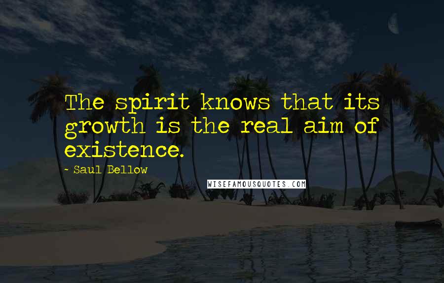 Saul Bellow Quotes: The spirit knows that its growth is the real aim of existence.