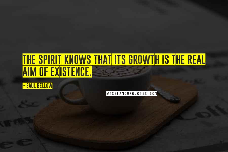 Saul Bellow Quotes: The spirit knows that its growth is the real aim of existence.