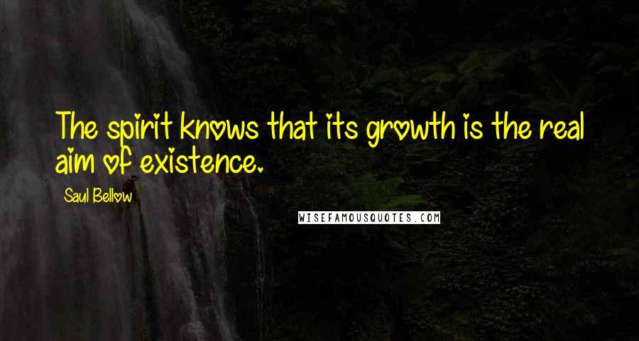 Saul Bellow Quotes: The spirit knows that its growth is the real aim of existence.