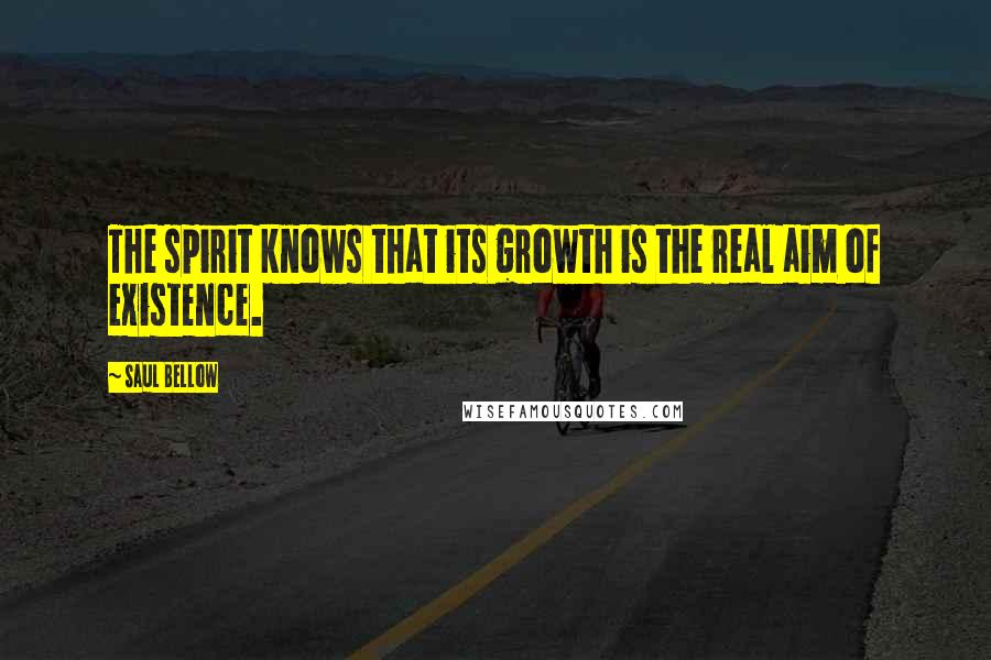 Saul Bellow Quotes: The spirit knows that its growth is the real aim of existence.