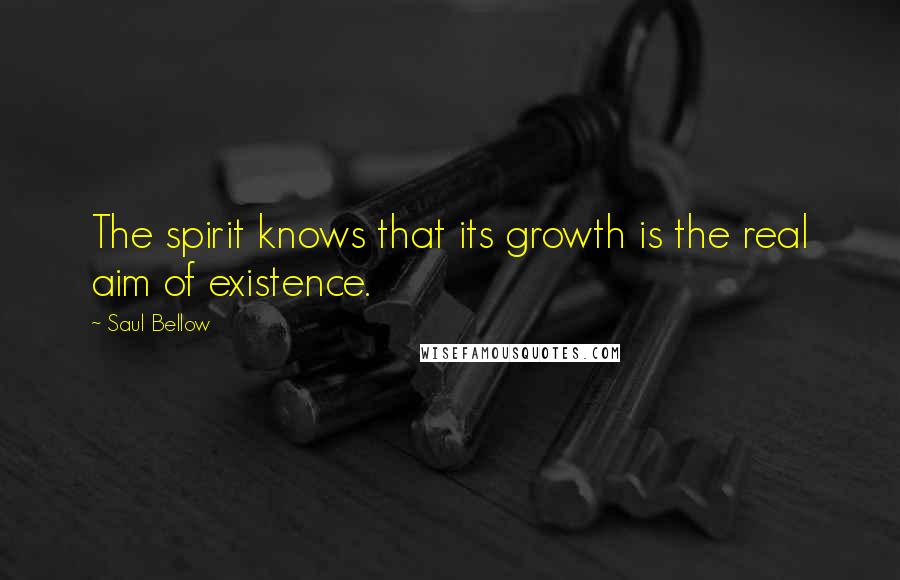 Saul Bellow Quotes: The spirit knows that its growth is the real aim of existence.