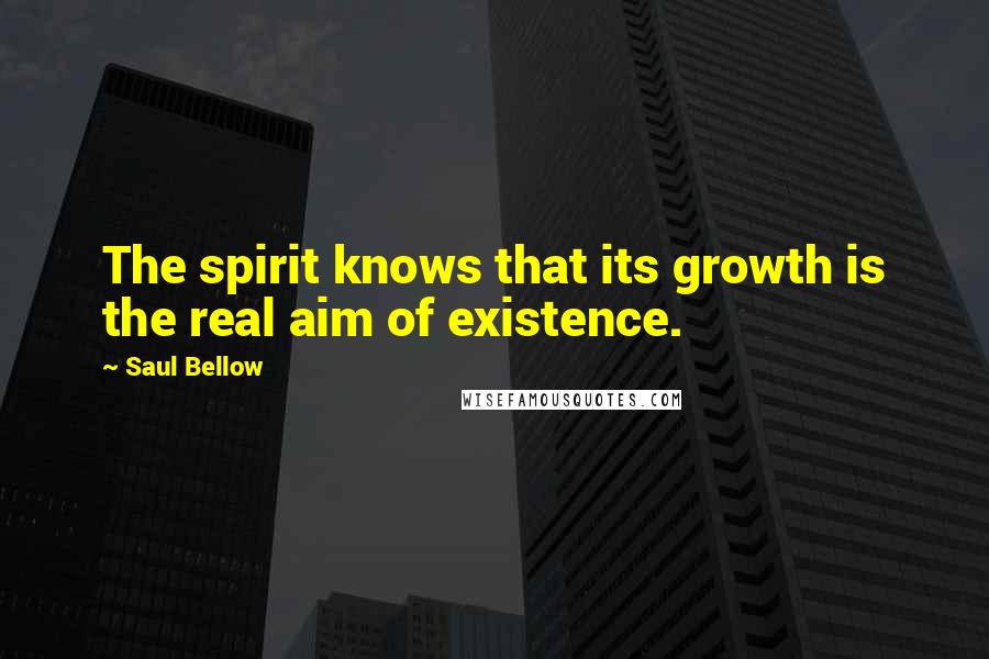 Saul Bellow Quotes: The spirit knows that its growth is the real aim of existence.