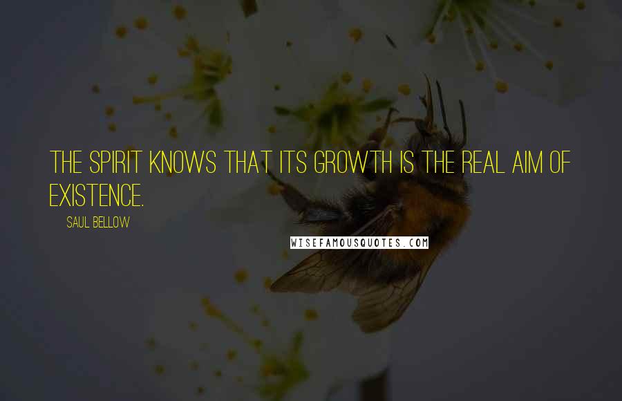 Saul Bellow Quotes: The spirit knows that its growth is the real aim of existence.