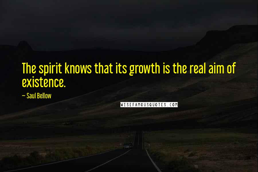 Saul Bellow Quotes: The spirit knows that its growth is the real aim of existence.