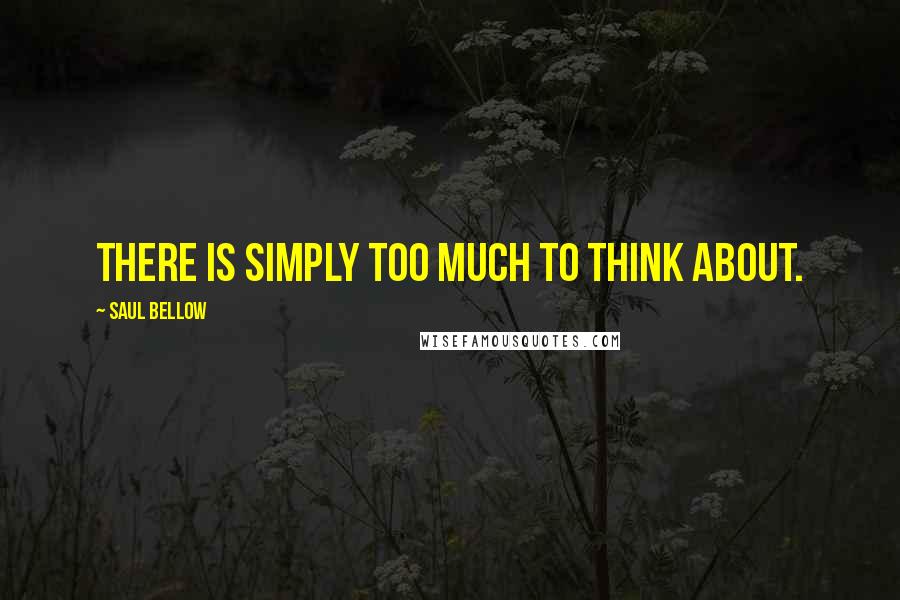 Saul Bellow Quotes: There is simply too much to think about.