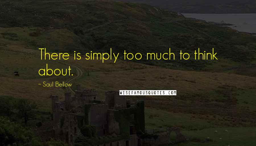Saul Bellow Quotes: There is simply too much to think about.