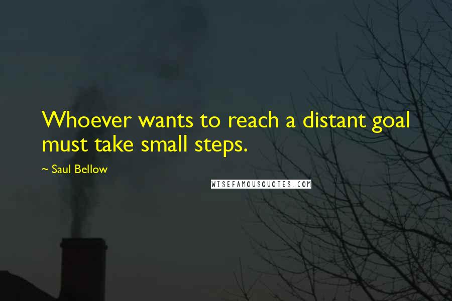 Saul Bellow Quotes: Whoever wants to reach a distant goal must take small steps.