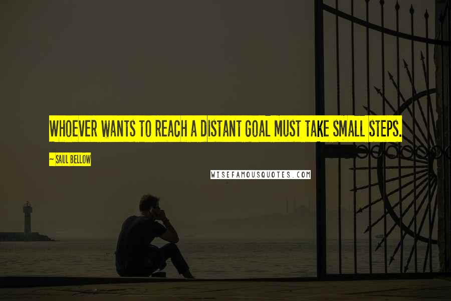 Saul Bellow Quotes: Whoever wants to reach a distant goal must take small steps.