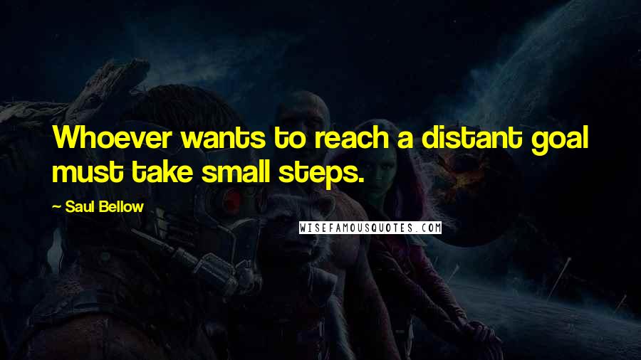 Saul Bellow Quotes: Whoever wants to reach a distant goal must take small steps.