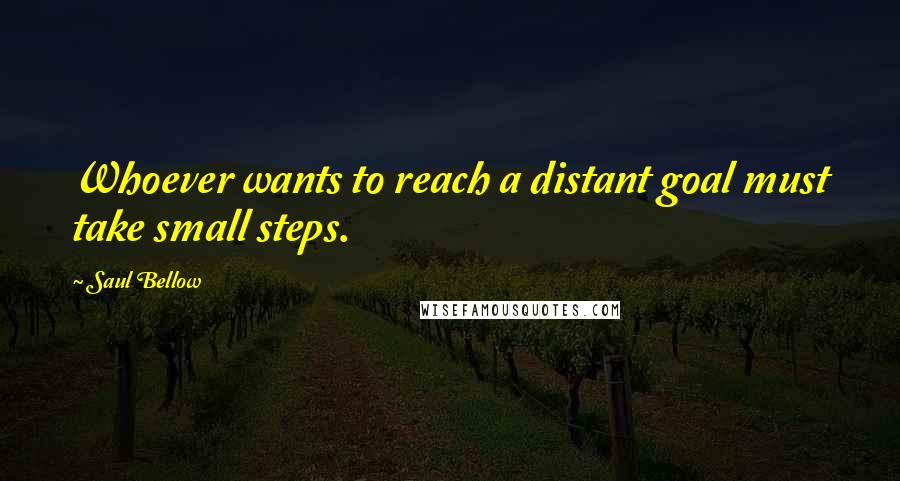 Saul Bellow Quotes: Whoever wants to reach a distant goal must take small steps.