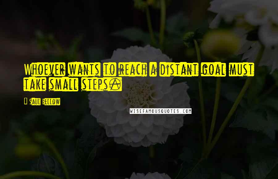 Saul Bellow Quotes: Whoever wants to reach a distant goal must take small steps.