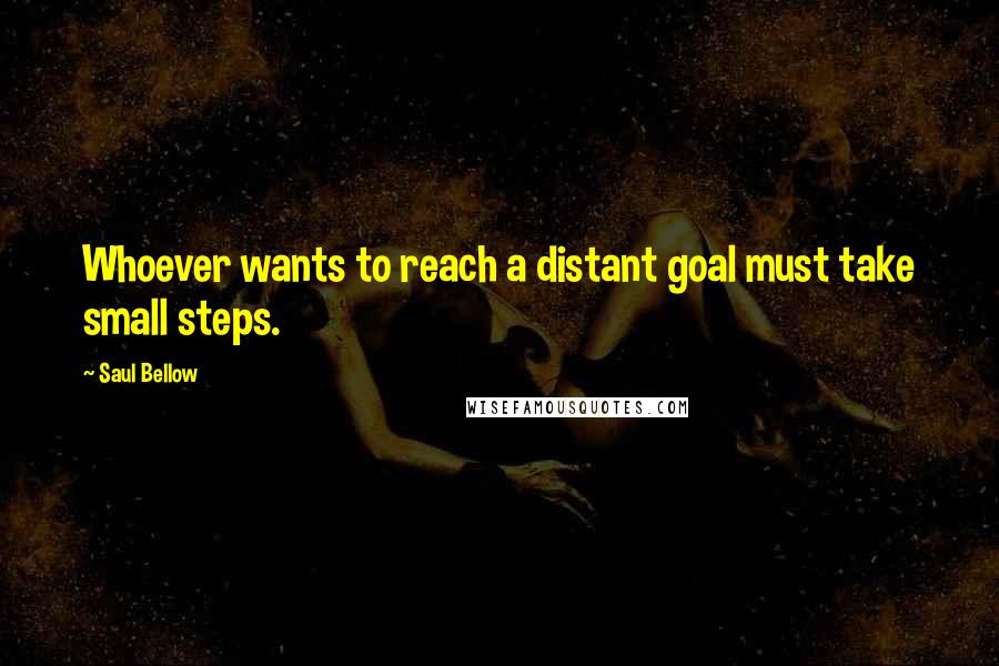 Saul Bellow Quotes: Whoever wants to reach a distant goal must take small steps.
