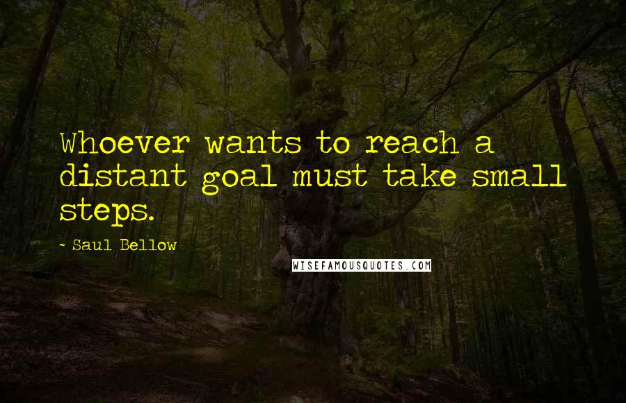 Saul Bellow Quotes: Whoever wants to reach a distant goal must take small steps.