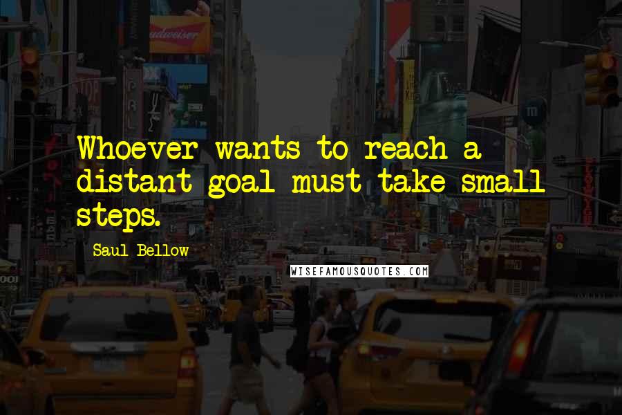 Saul Bellow Quotes: Whoever wants to reach a distant goal must take small steps.