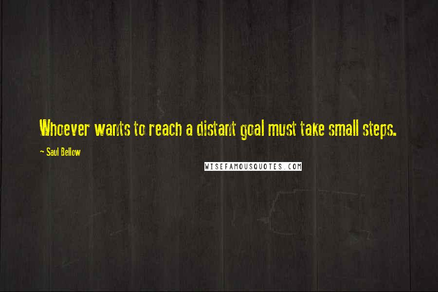 Saul Bellow Quotes: Whoever wants to reach a distant goal must take small steps.