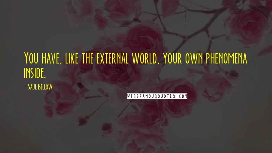 Saul Bellow Quotes: You have, like the external world, your own phenomena inside.