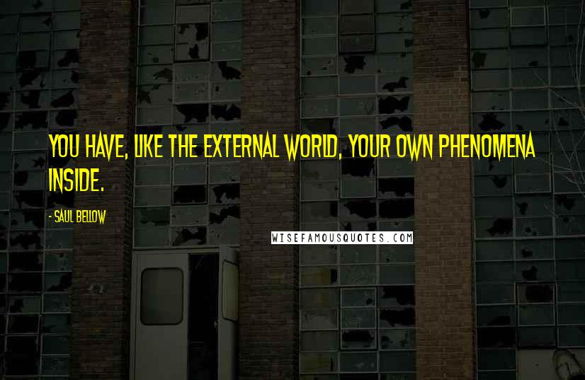 Saul Bellow Quotes: You have, like the external world, your own phenomena inside.