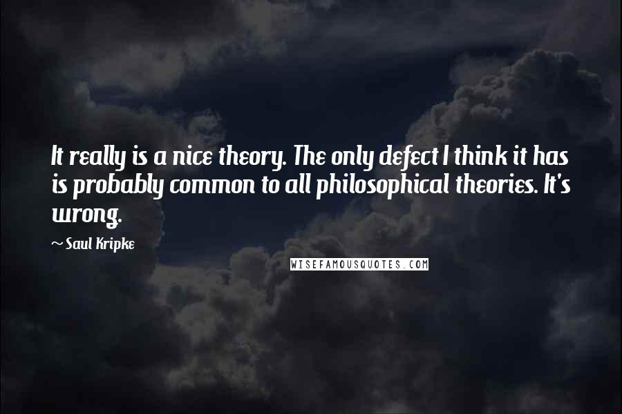 Saul Kripke Quotes: It really is a nice theory. The only defect I think it has is probably common to all philosophical theories. It's wrong.