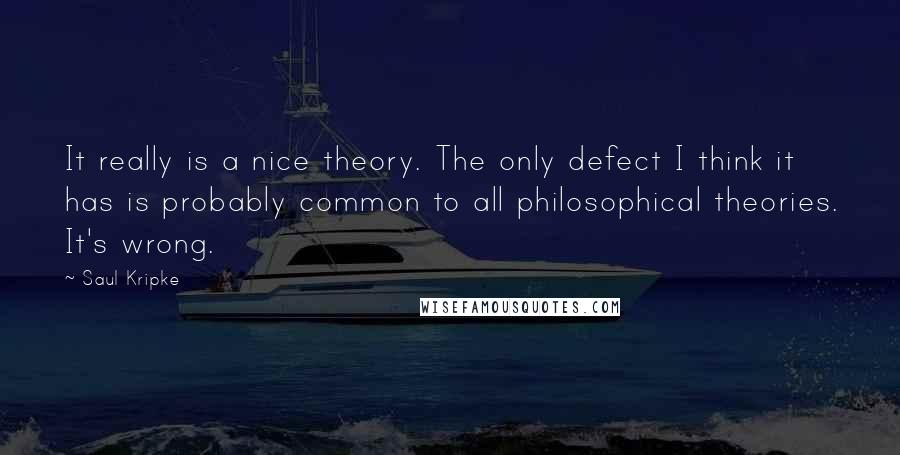 Saul Kripke Quotes: It really is a nice theory. The only defect I think it has is probably common to all philosophical theories. It's wrong.