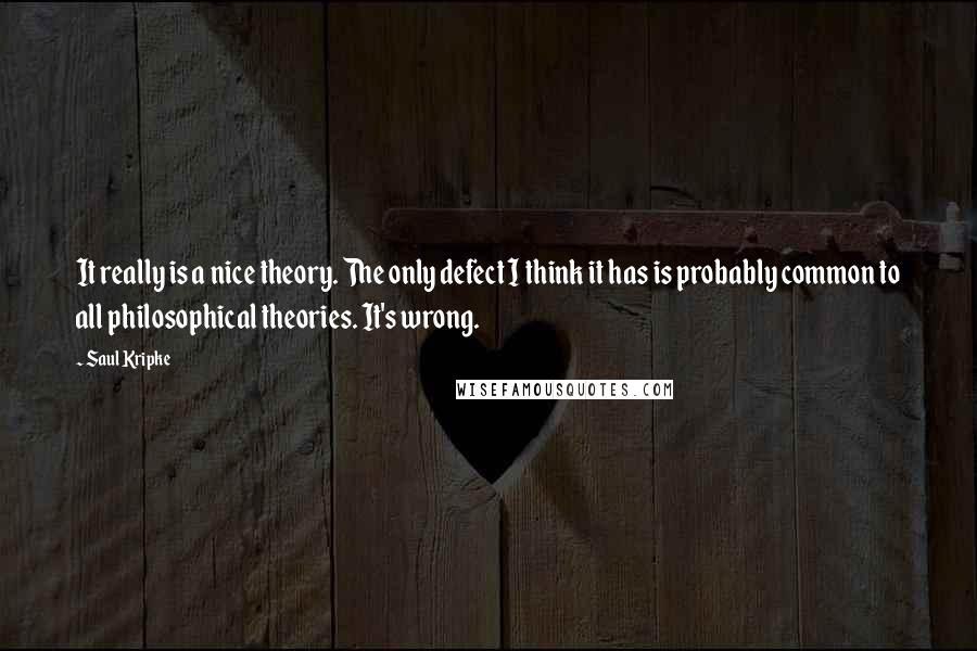 Saul Kripke Quotes: It really is a nice theory. The only defect I think it has is probably common to all philosophical theories. It's wrong.