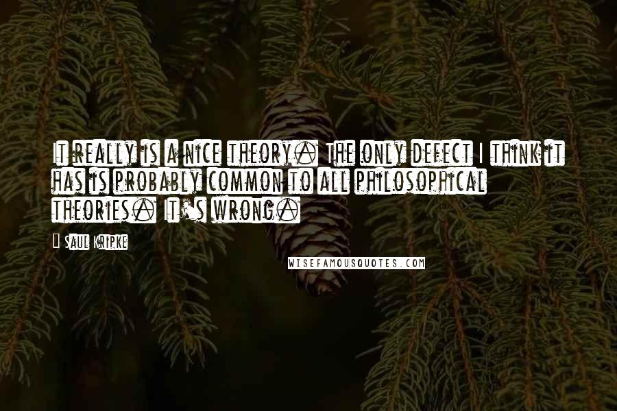 Saul Kripke Quotes: It really is a nice theory. The only defect I think it has is probably common to all philosophical theories. It's wrong.