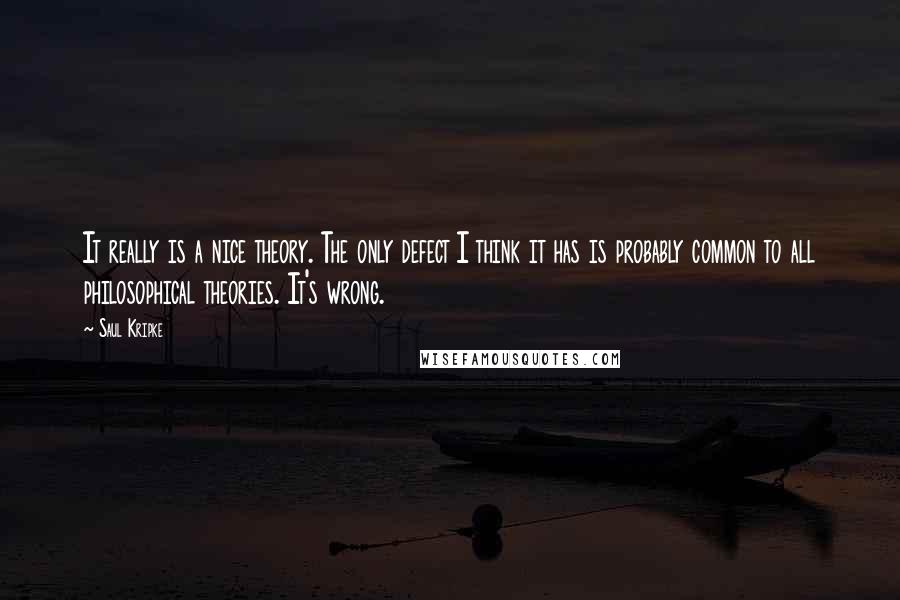 Saul Kripke Quotes: It really is a nice theory. The only defect I think it has is probably common to all philosophical theories. It's wrong.