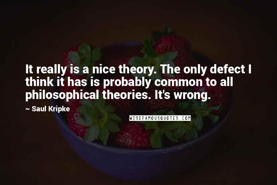 Saul Kripke Quotes: It really is a nice theory. The only defect I think it has is probably common to all philosophical theories. It's wrong.