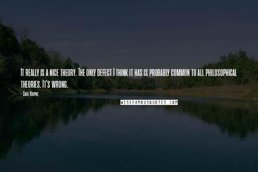 Saul Kripke Quotes: It really is a nice theory. The only defect I think it has is probably common to all philosophical theories. It's wrong.