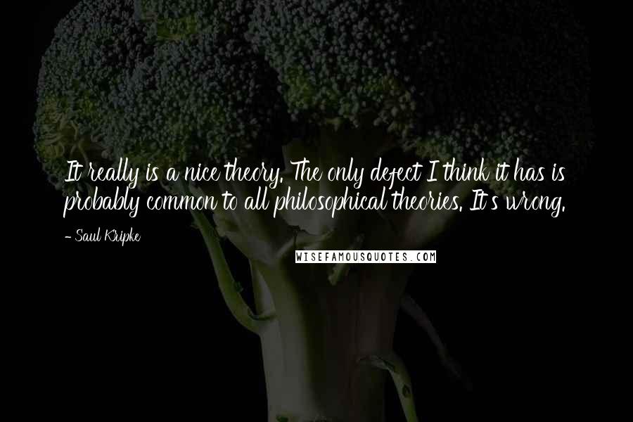 Saul Kripke Quotes: It really is a nice theory. The only defect I think it has is probably common to all philosophical theories. It's wrong.