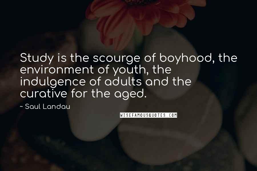 Saul Landau Quotes: Study is the scourge of boyhood, the environment of youth, the indulgence of adults and the curative for the aged.