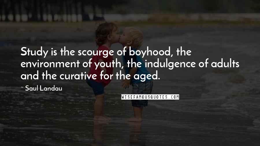 Saul Landau Quotes: Study is the scourge of boyhood, the environment of youth, the indulgence of adults and the curative for the aged.