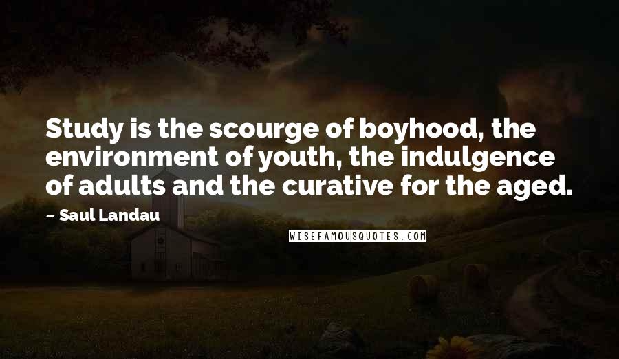 Saul Landau Quotes: Study is the scourge of boyhood, the environment of youth, the indulgence of adults and the curative for the aged.