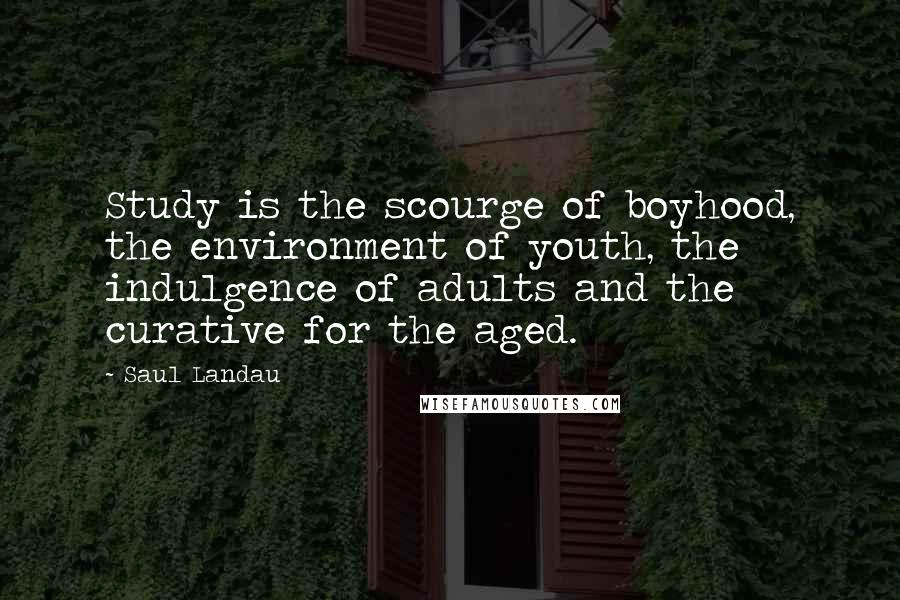 Saul Landau Quotes: Study is the scourge of boyhood, the environment of youth, the indulgence of adults and the curative for the aged.