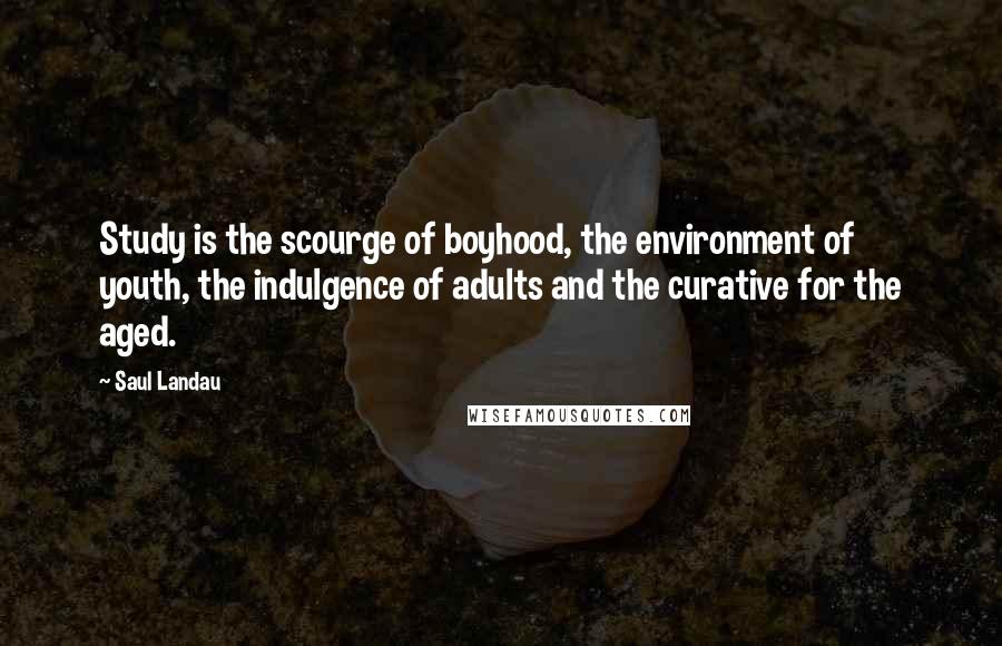 Saul Landau Quotes: Study is the scourge of boyhood, the environment of youth, the indulgence of adults and the curative for the aged.