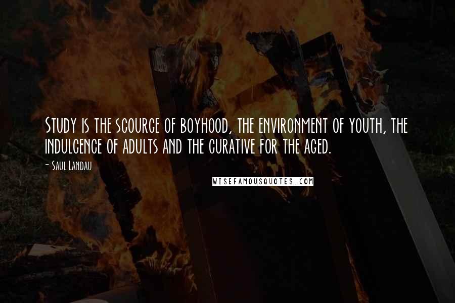 Saul Landau Quotes: Study is the scourge of boyhood, the environment of youth, the indulgence of adults and the curative for the aged.