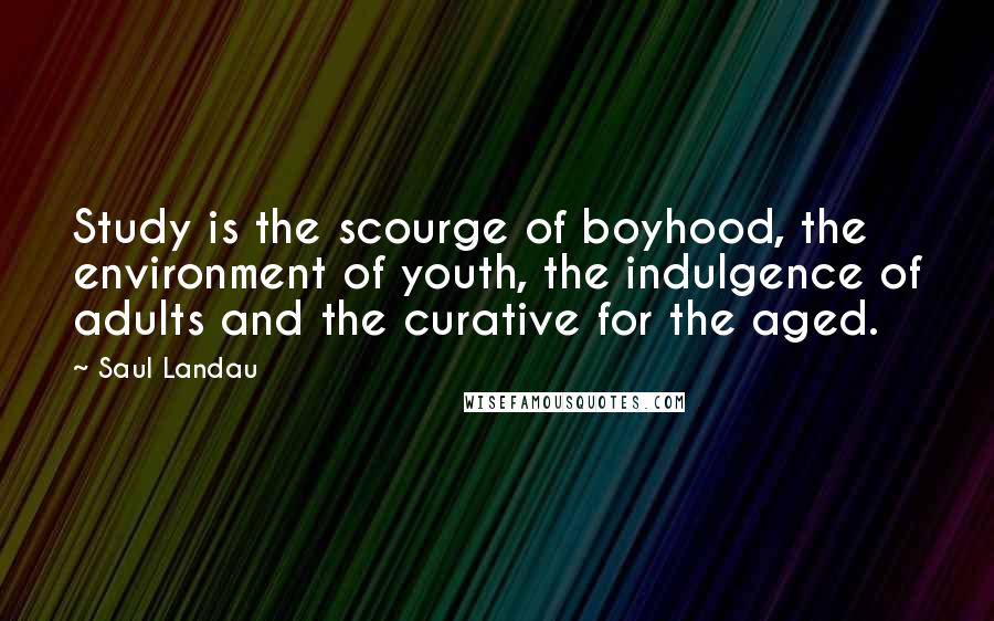 Saul Landau Quotes: Study is the scourge of boyhood, the environment of youth, the indulgence of adults and the curative for the aged.