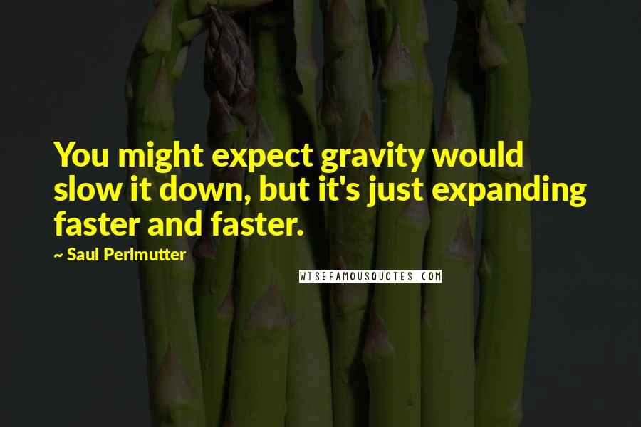 Saul Perlmutter Quotes: You might expect gravity would slow it down, but it's just expanding faster and faster.