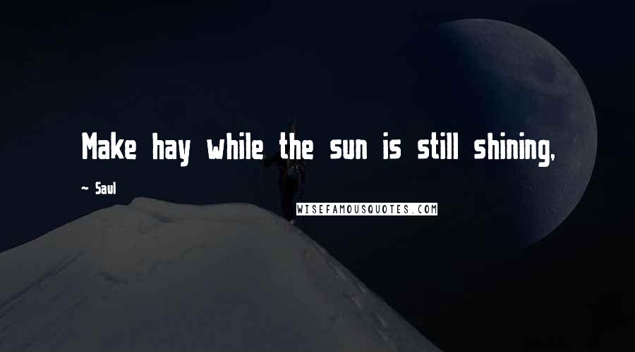 Saul Quotes: Make hay while the sun is still shining,