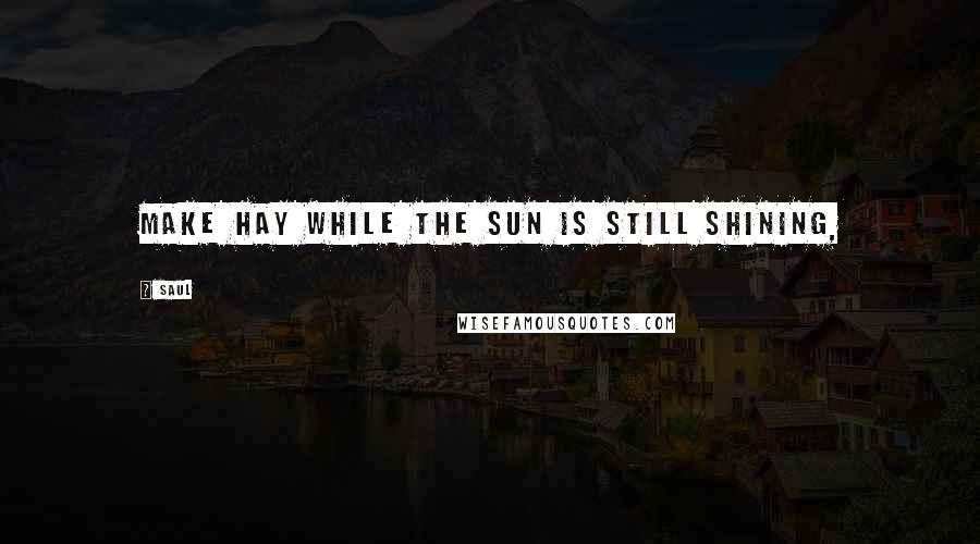 Saul Quotes: Make hay while the sun is still shining,