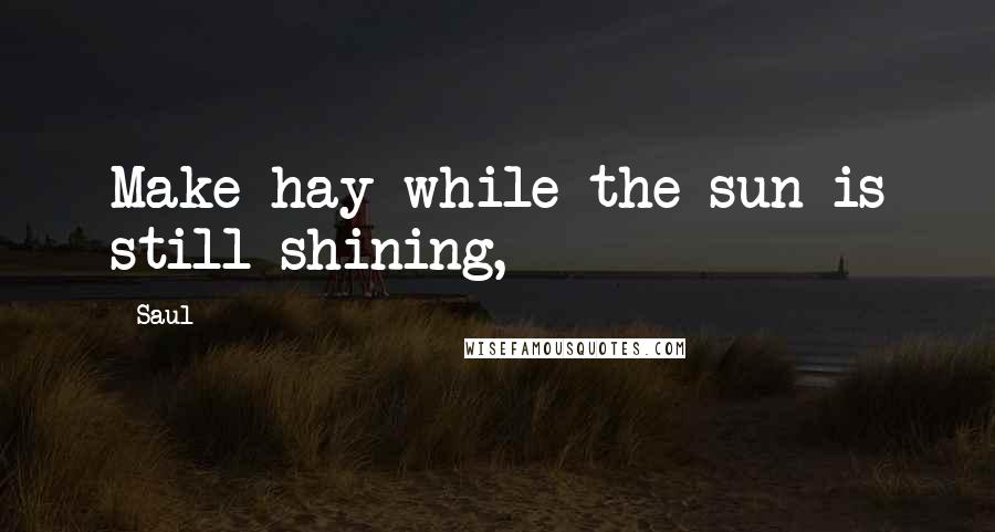 Saul Quotes: Make hay while the sun is still shining,