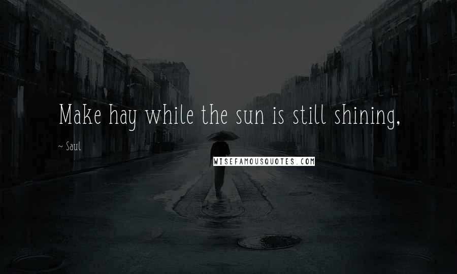 Saul Quotes: Make hay while the sun is still shining,