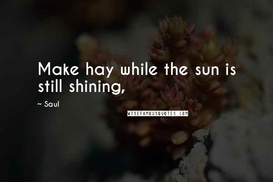 Saul Quotes: Make hay while the sun is still shining,