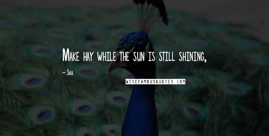 Saul Quotes: Make hay while the sun is still shining,