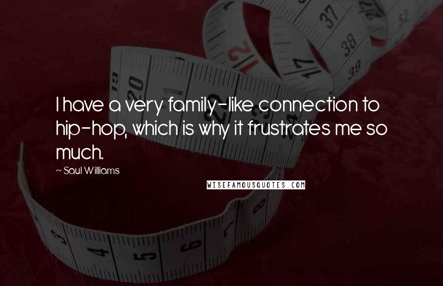 Saul Williams Quotes: I have a very family-like connection to hip-hop, which is why it frustrates me so much.