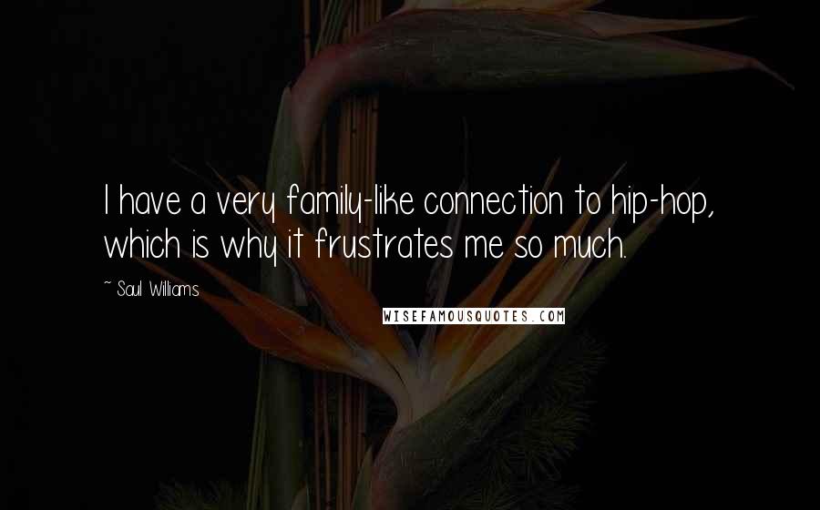 Saul Williams Quotes: I have a very family-like connection to hip-hop, which is why it frustrates me so much.