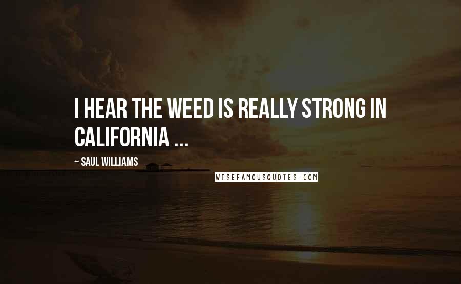 Saul Williams Quotes: I hear the weed is really strong in California ...