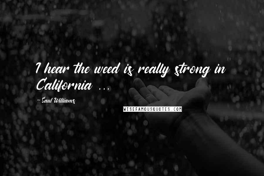 Saul Williams Quotes: I hear the weed is really strong in California ...